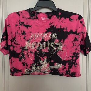 Rocker Mickey acid wash cropped shirt